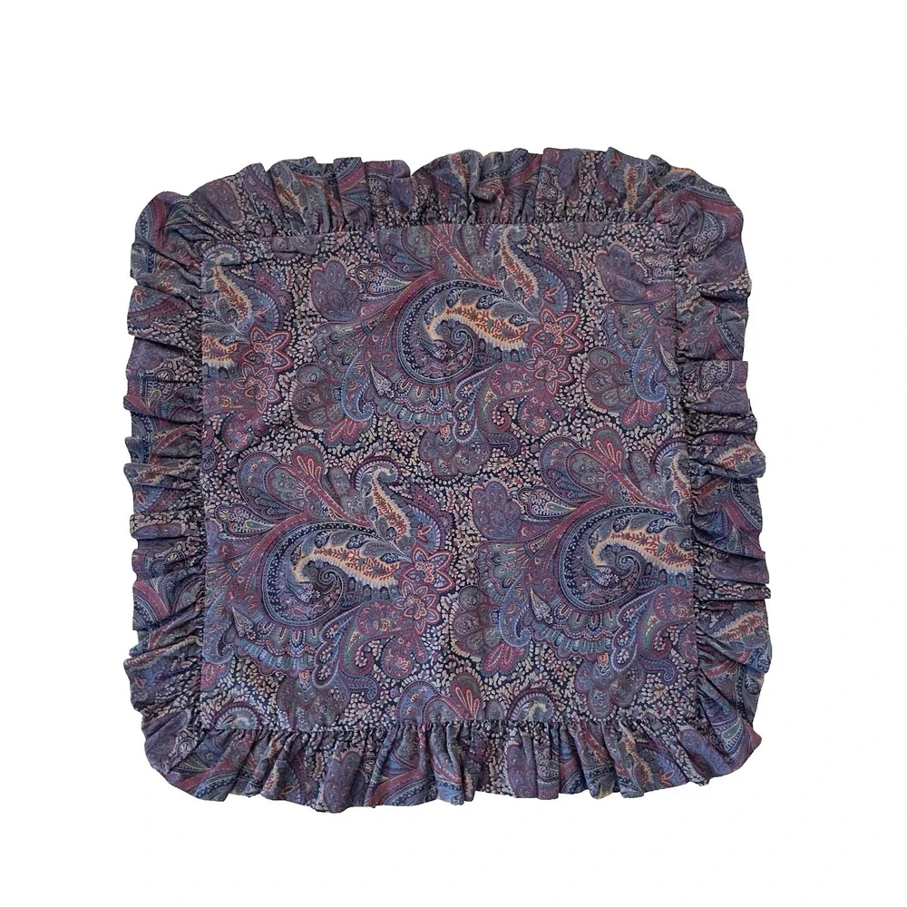 Vtg  Ralph‎ Lauren Farleigh Ruffled Paisely Euro Square Sham  24